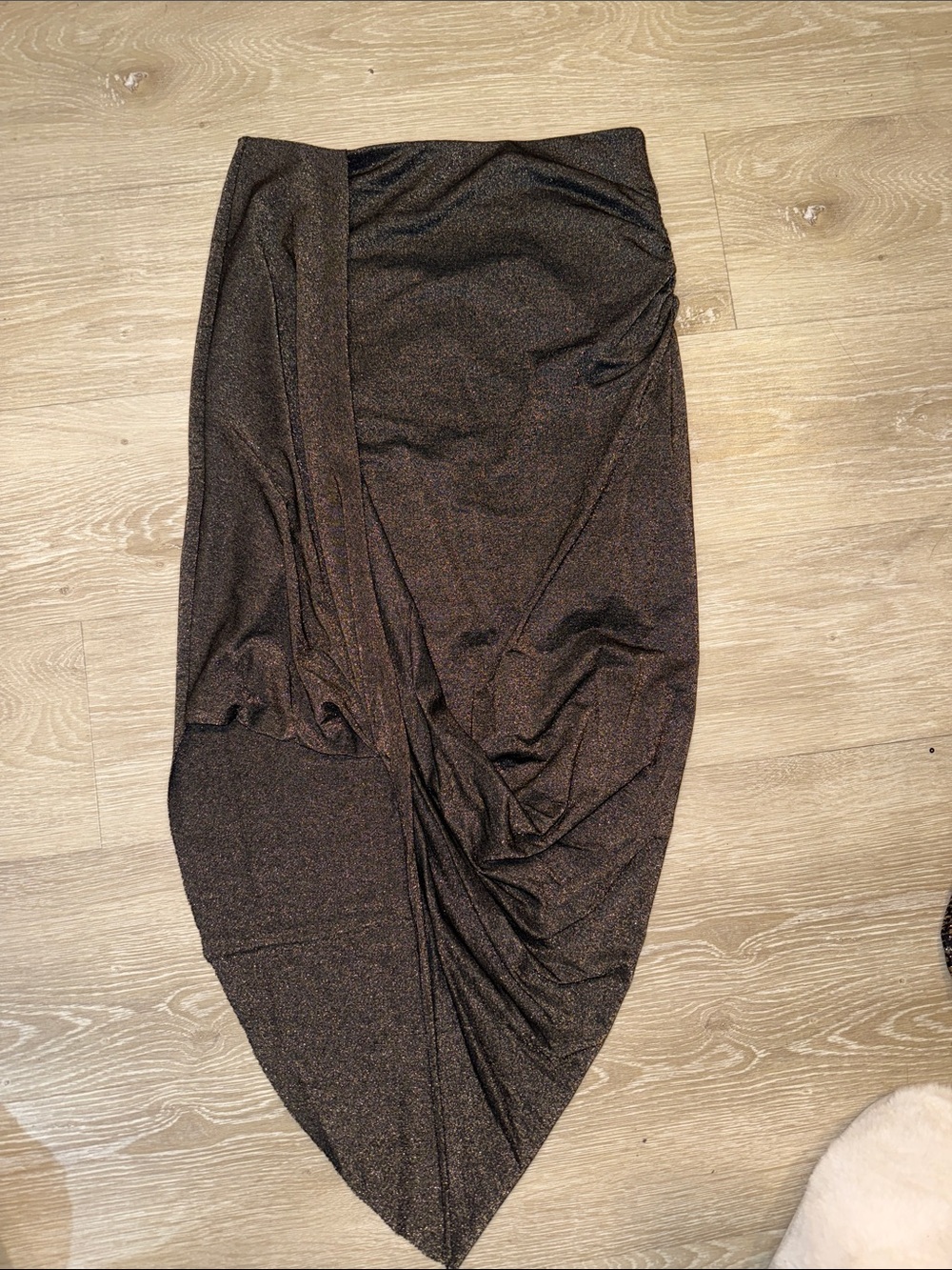 H&M Shimmery Asymmetrical Drape Skirt - Bronze Gold Black